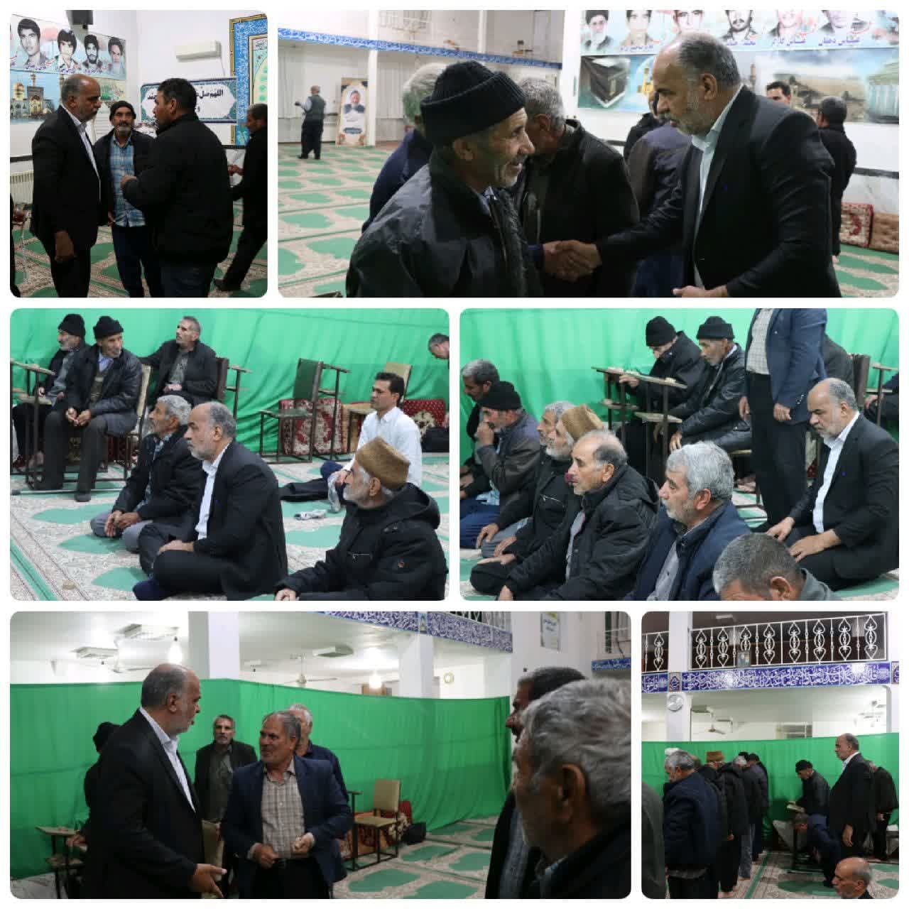 حضور #محمد_رضا_صباغیان در بین نمازگزاران مسجد روستای گرگین آباد شهرستان بهاباد و اقامه نماز مغرب و عشا