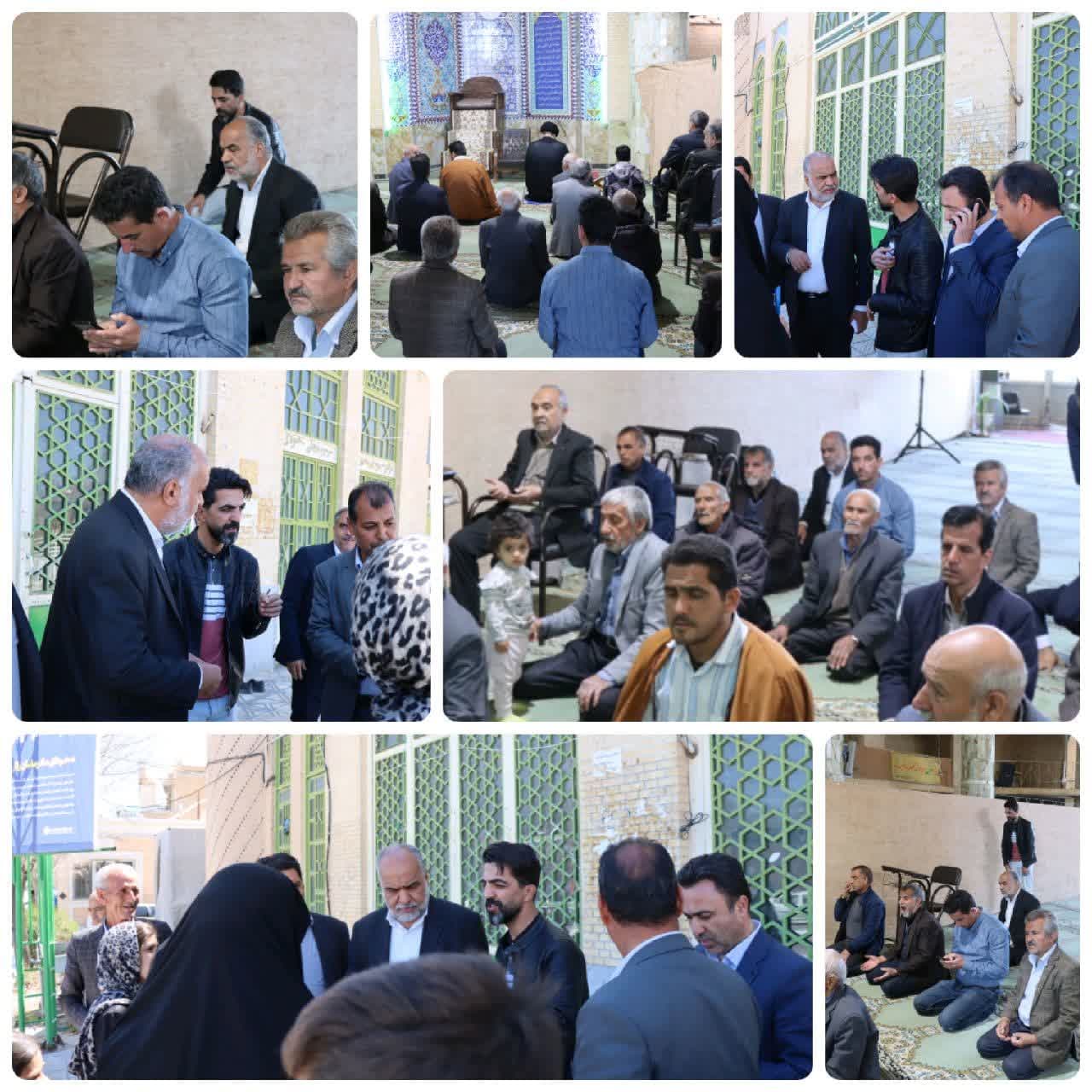  حضور #محمد_رضا_صباغیان در بین نمازگزاران مسجد جامع شهرستان خاتم و اقامه نماز ظهر و عصر