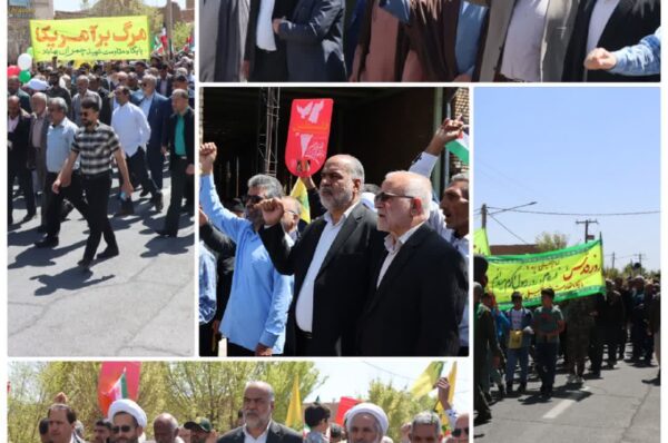 حضور محمد رضا صباغیان در راهپیمایی روز قدس دوشادوش شهروندان شهرستان بهاباد