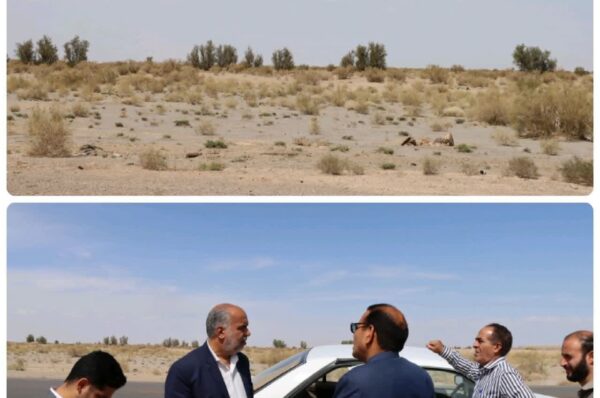 بازدید محمد رضا صباغیان از محل احداث ناحیه صنعتی روستای اسفند آباد شهرستان ابرکوه با همراهی بخشدار بخش بهمن