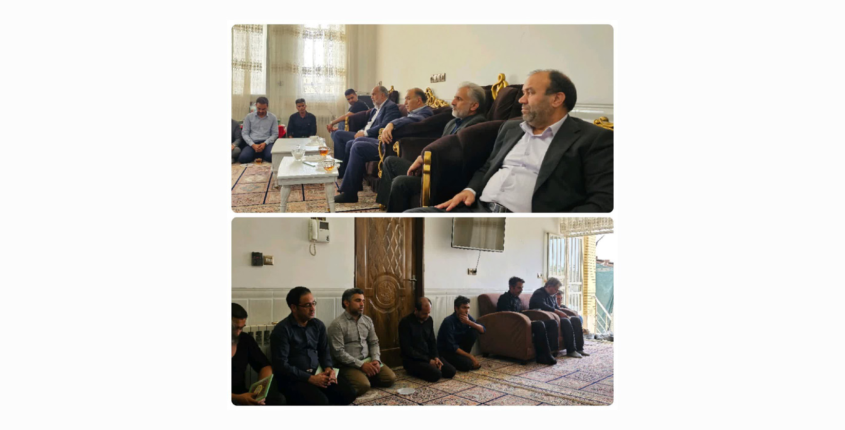 حضور محمد رضا صباغیان در منزل شهید عرفان طالبی و عرض تسلیت به خانواده این شهید والامقام