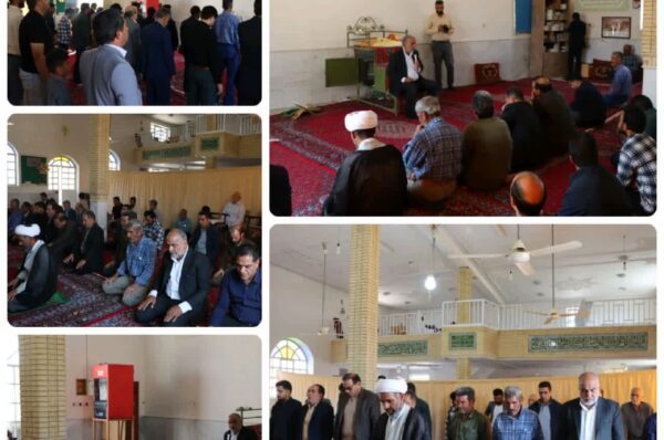 حضور محمد رضا صباغیان در بین مردم و نمازگزاران مسجد روستای شهر آباد شهرستان ابرکوه و اقامه نماز ظهر و عصر